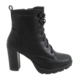 Černá Šněrovací vysoké podpatky 77-152 Černá černý