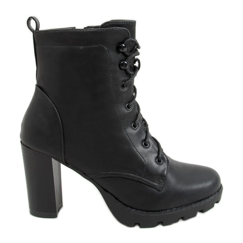 Černá Šněrovací vysoké podpatky 77-152 Černá