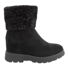 Boty na skrytém klínu černé KL-711 Black černý