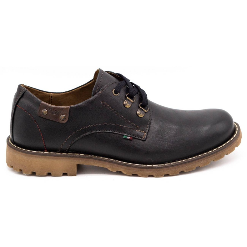 Olivier Pánské boty kožené kotníkové boty 812MP černé s hnědou hnědý černá