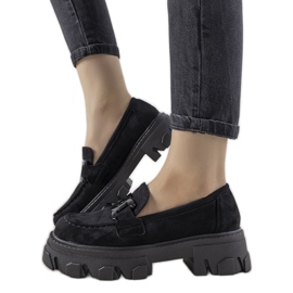 Černé mokasíny na vysoké podrážce Perla černý