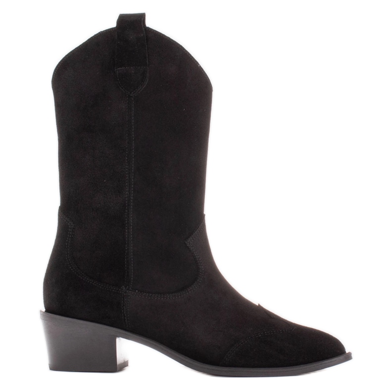 Marco Shoes Černé kovbojské boty z přírodního semiše černá