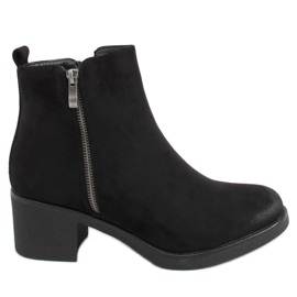 Boty na gumovém podpatku černé 8301 Black černý