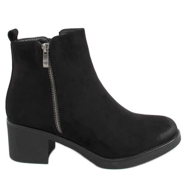 Boty na gumovém podpatku černé 8301 Black černá