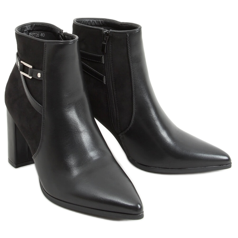 Černé kozačky na vysokém podpatku E9306 Black černá Černé kozačky na vysokém podpatku E9306 Black černá