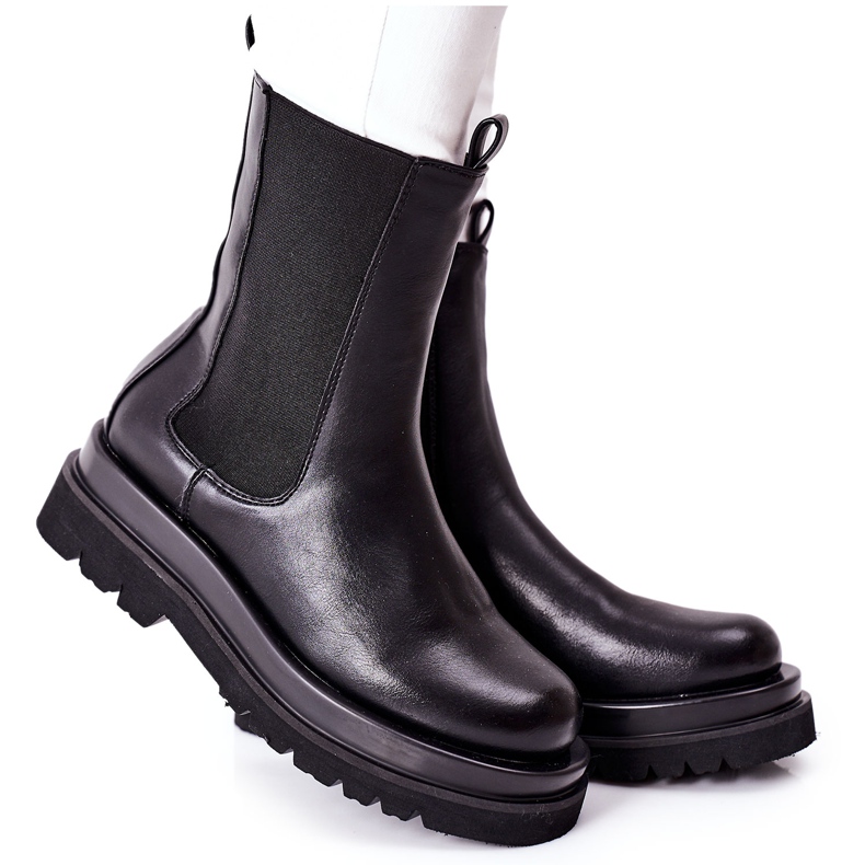 S.Barski Dámské vysoké boty Jodhpur Black Belive černá