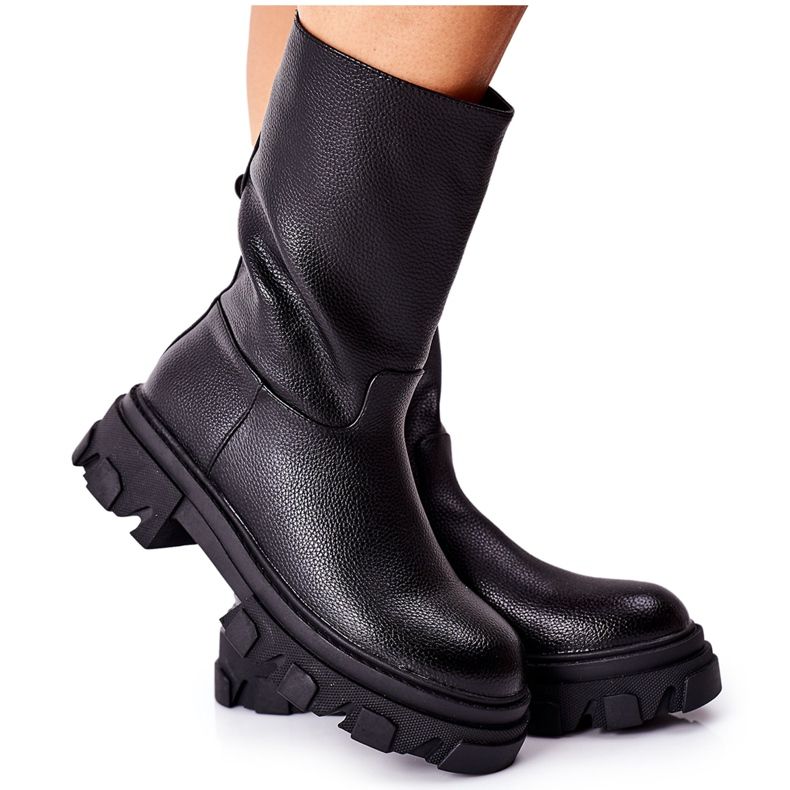 S.Barski Vysoké Boty Na černém Loren Traperu černá S.Barski Vysoké Boty Na černém Loren Traperu černá