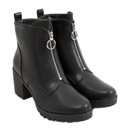 Černé kozačky na vysokém podpatku BH-50 Black Pu černý