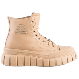 SHELOVET Tenisky S Eko Kůže Na Platformě béžový