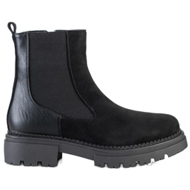 Evento Semišové kotníkové boty na platformě černý