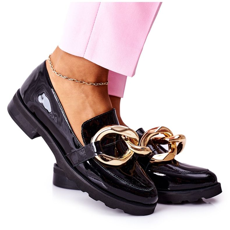 Kožené boty Nicole Lacquered Black 2665 černá