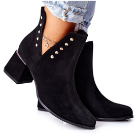 Lewski Shoes Dámské semišové boty s výřezy Lewski Black 3074 / B černý