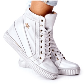 Lewski Shoes Dámské sportovní kožené boty Lewski Silver 3079 stříbro