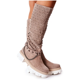 Lewski Shoes Dámské kožené boty Lewski Cappuccino semiš 2866 hnědý Lewski Shoes Dámské kožené boty Lewski Cappuccino semiš 2866 hnědý