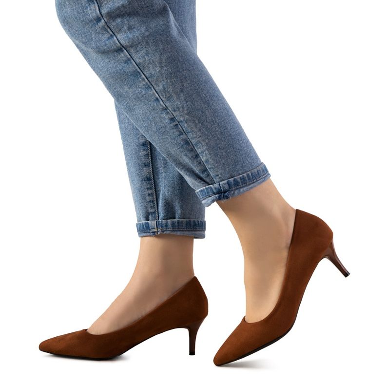 Hnědé lodičky na nízkém podpatku Campbell hnědý Hnědé lodičky na nízkém podpatku Campbell hnědý