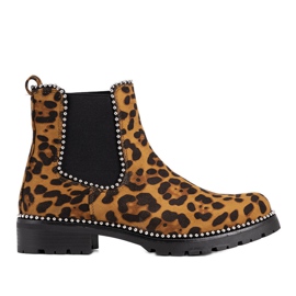 Hnědé kozačky s leopardím vzorem Patty hnědý černý