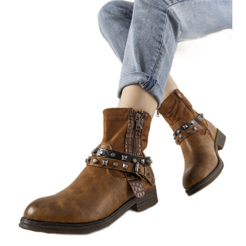 Hnědé kozačky s hustou čelenkou Elffie hnědý