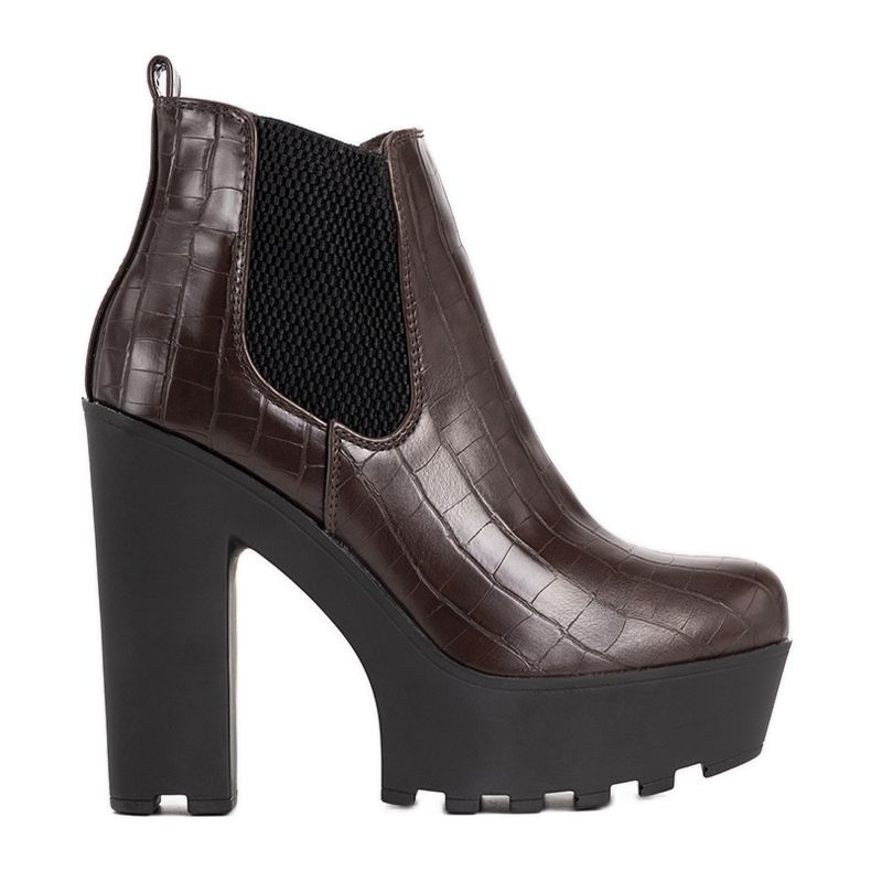 Hnědé kotníkové boty na sloupku Zellola hnědý