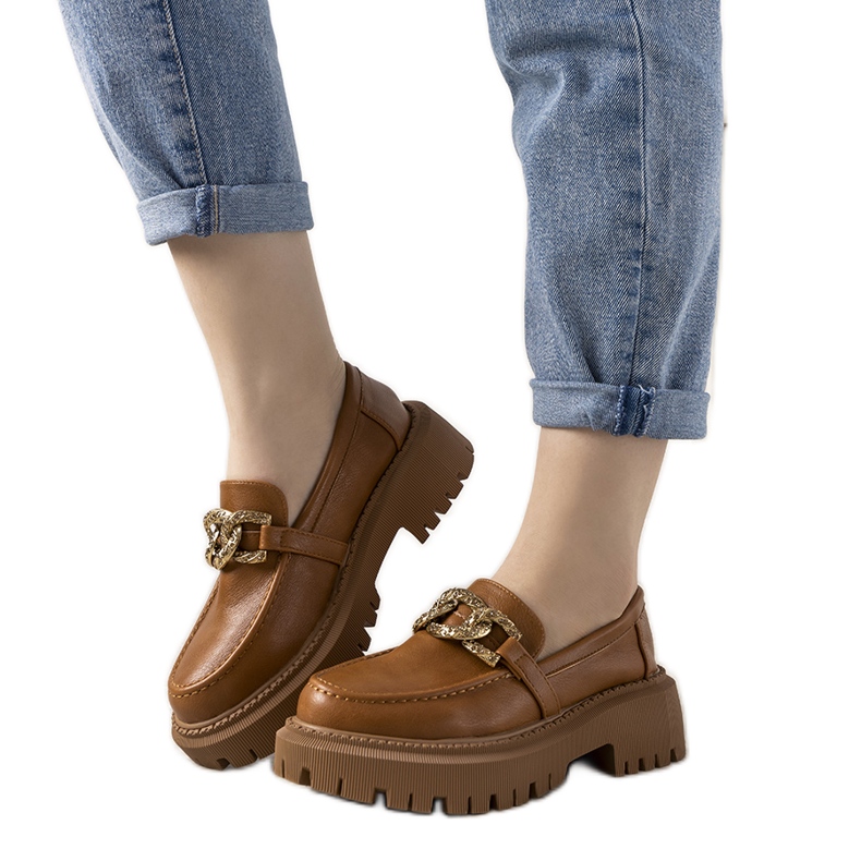 Velbloudí mokasíny na vysoké podrážce od Emily hnědý