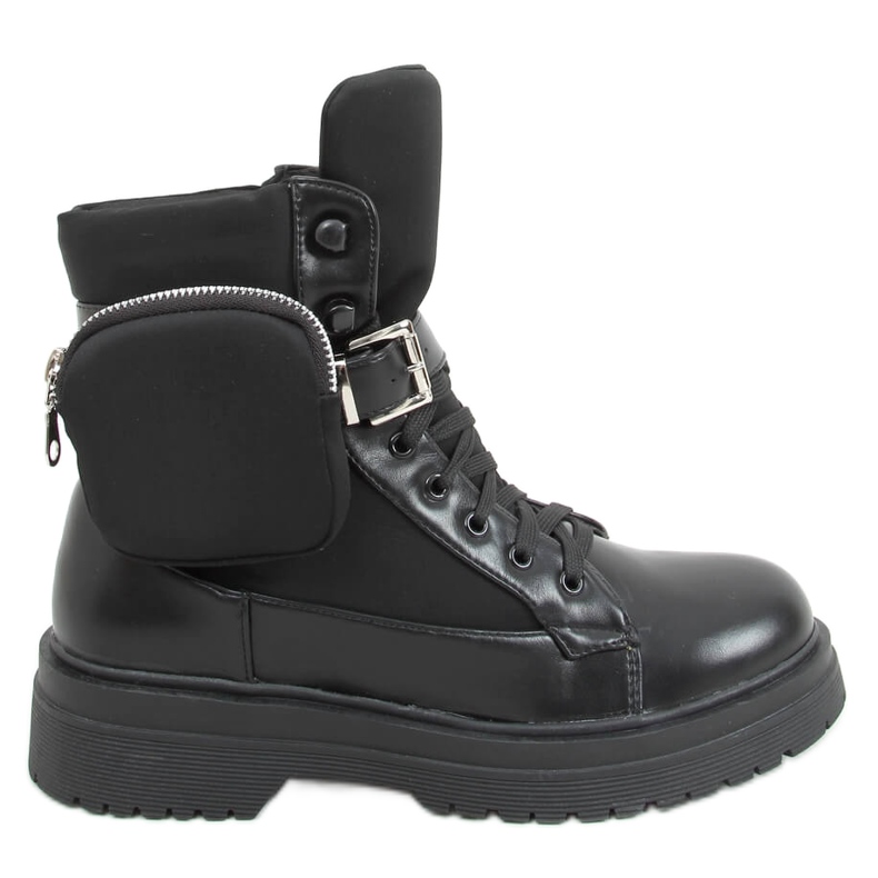 Vojenské boty s peněženkou černé A9876 Black černá