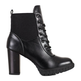 Super Mode Černé šněrovací boty na vysokých podpatcích černá