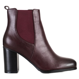 Renda Klasické vínové kozačky na sloupku bordó