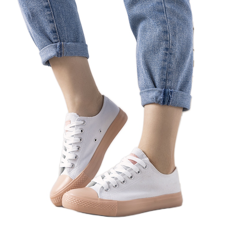 Dámské bílé a růžové tenisky Senor bílý