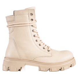 Bestelle Šněrovací pracovníci s eko kůží béžový