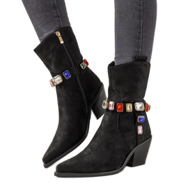 Černé kovbojské boty s barevnými kameny Mabella černý