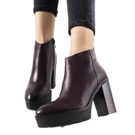 Klasické kaštanové kozačky na sloupek pro ženy My Need červené Klasické kaštanové kozačky na sloupek pro ženy My Need červené