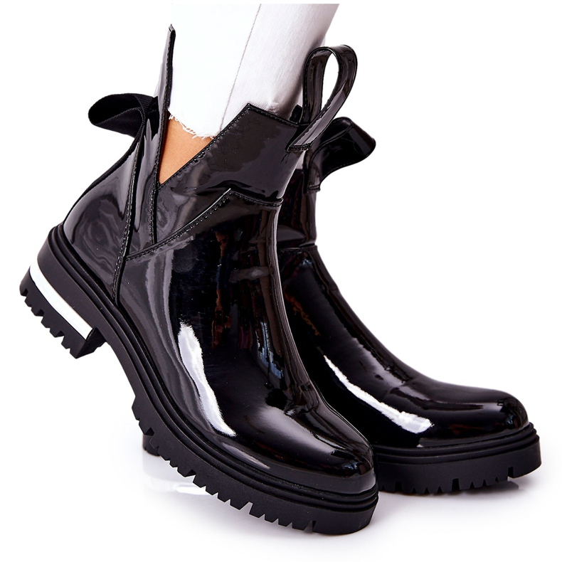 PS1 Dámské lakované boty s výřezy Black Melbourne černá