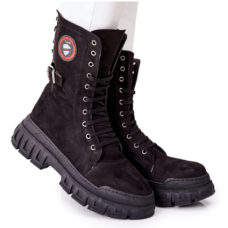 NAVY DOT Dámské boty Trappers Workers Black Monope černá