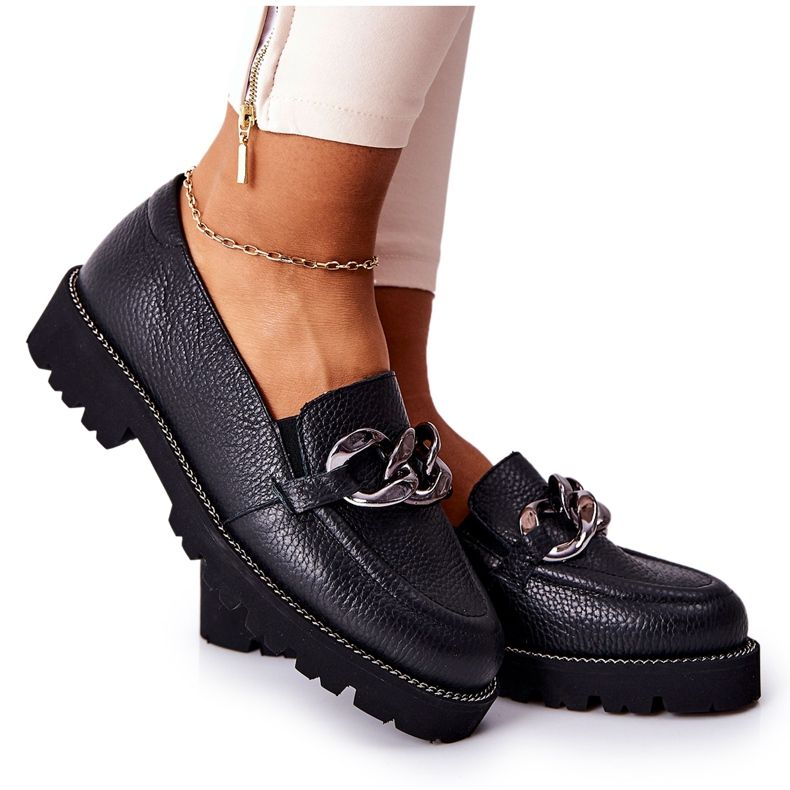 Nicole Dámské mokasíny kožené černé Sthonto černá