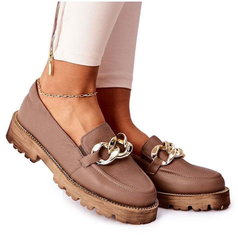 Nicole Dámské mokasíny kožené hnědé Sthonto hnědý