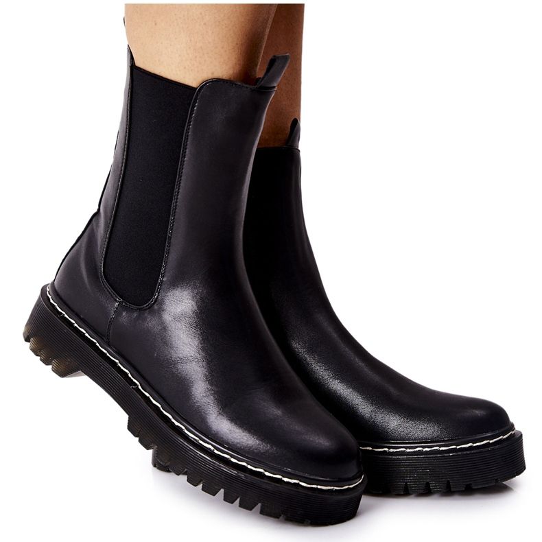 S.Barski Dámské vysoké kozačky Jodhpur černé Nemoreva černá