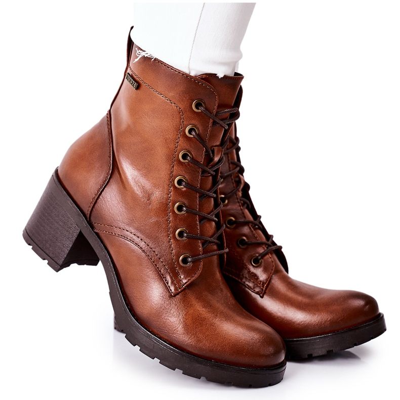 Vinceza Teplé dámské boty na podpatku Camel Dunaff hnědý Vinceza Teplé dámské boty na podpatku Camel Dunaff hnědý