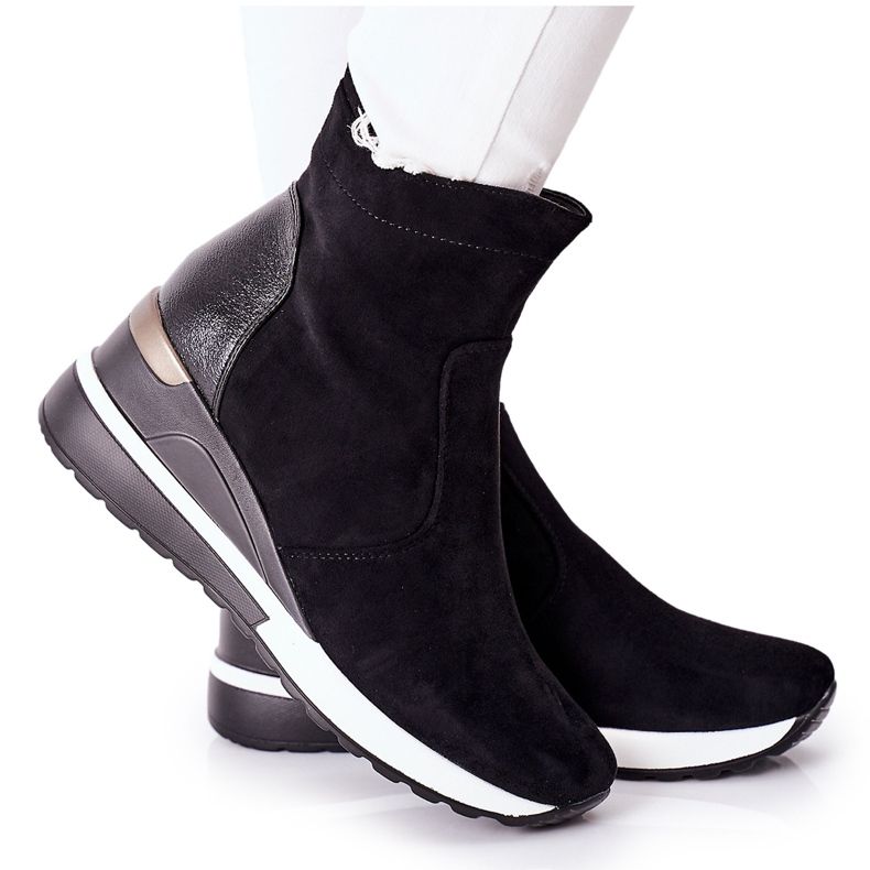 Vinceza Dámské kozačky na klínku Black Greenfort černá