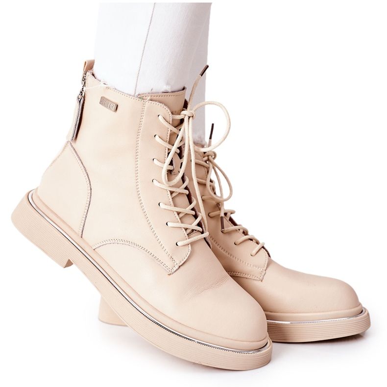 Dámské kožené boty GOE II2N4015 béžové béžový Dámské kožené boty GOE II2N4015 béžové béžový