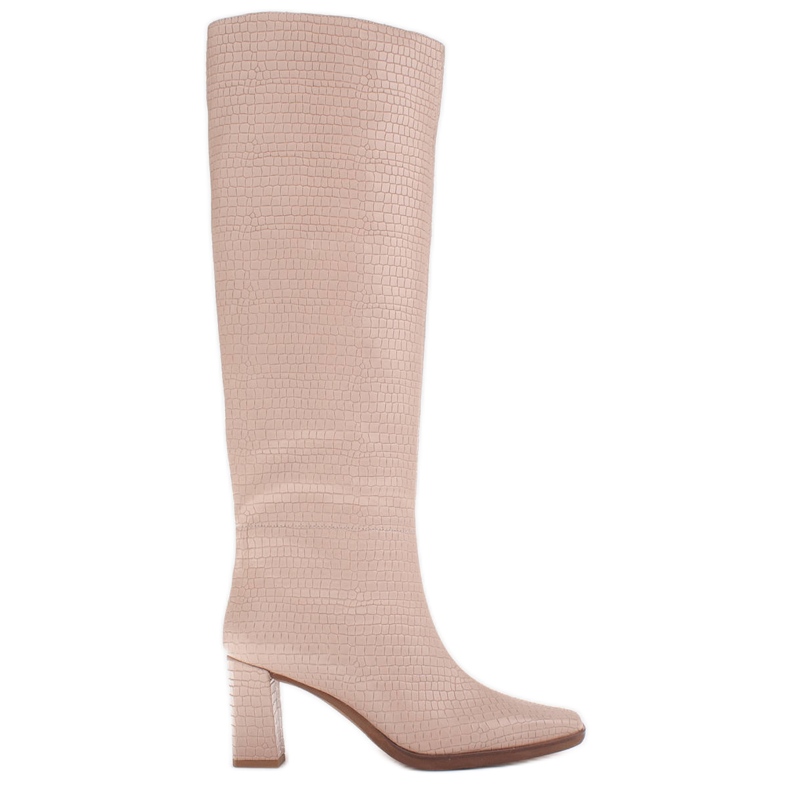 Marco Shoes Kozačky na vysokém podpatku s pravidelným svrškem béžový