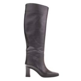 Marco Shoes Kozačky na vysokém podpatku s pravidelným svrškem černý