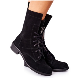 Dámské velurové kožené kozačky Nicole Black 2581/028 černý