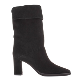Marco Shoes Kotníkové boty na vysokém podpatku se zapínáním na límec černý