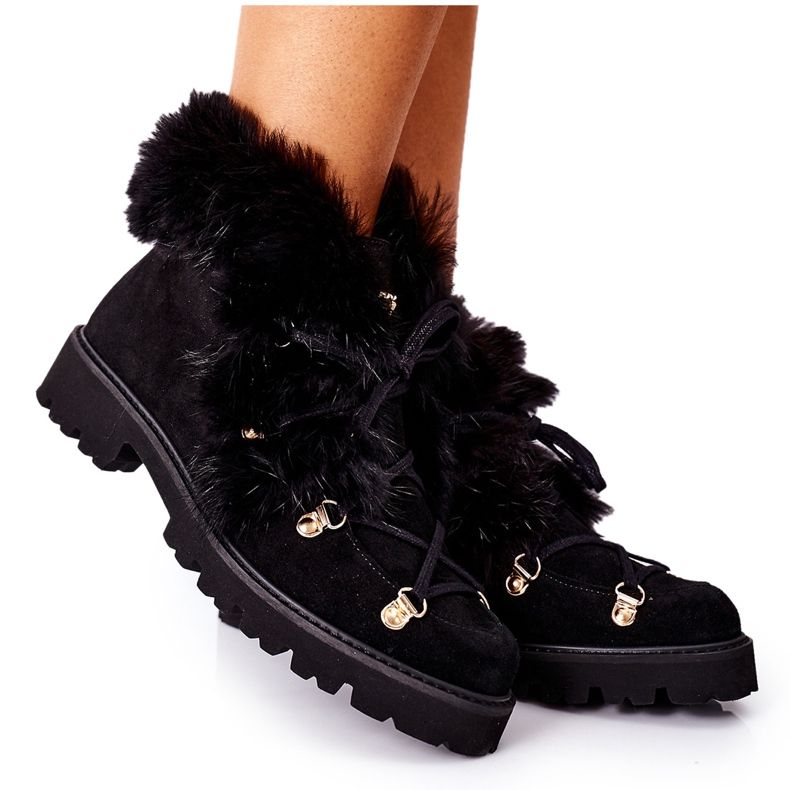 Dámské velurové kožené boty Nicole Black 2680/028 černá