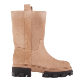 Marco Shoes Semišové kozačky béžový Marco Shoes Semišové kozačky béžový