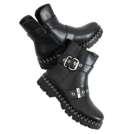 Černé vojenské boty s cvočky KL-723 Black černý