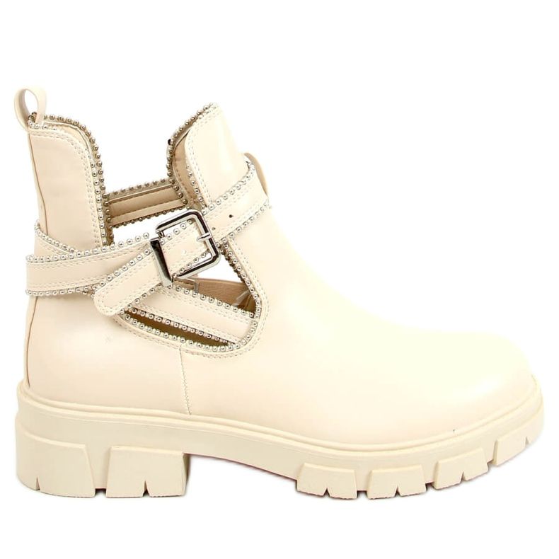 Vykrojené kozačky v béžové barvě 20223C-18 Beige béžový