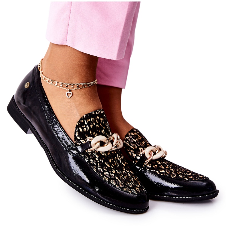 Dámské brogues Maciejka lakované mokasíny černé 4099B-01 / 00-1 černá