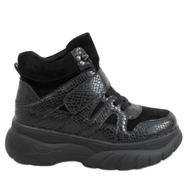 Boty na vysoké podrážce KL-771 Black černý