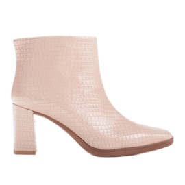 Marco Shoes Kombinované kozačky ze dvou druhů kůže béžový Marco Shoes Kombinované kozačky ze dvou druhů kůže béžový