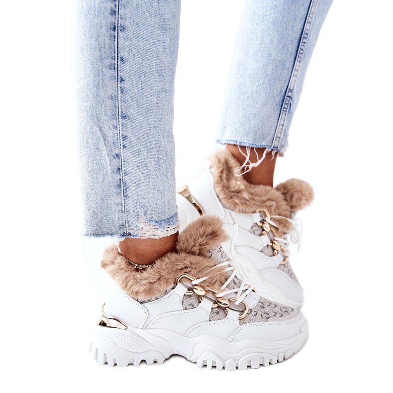 Dámské sportovní zateplené boty Bílé srdce bije bílý